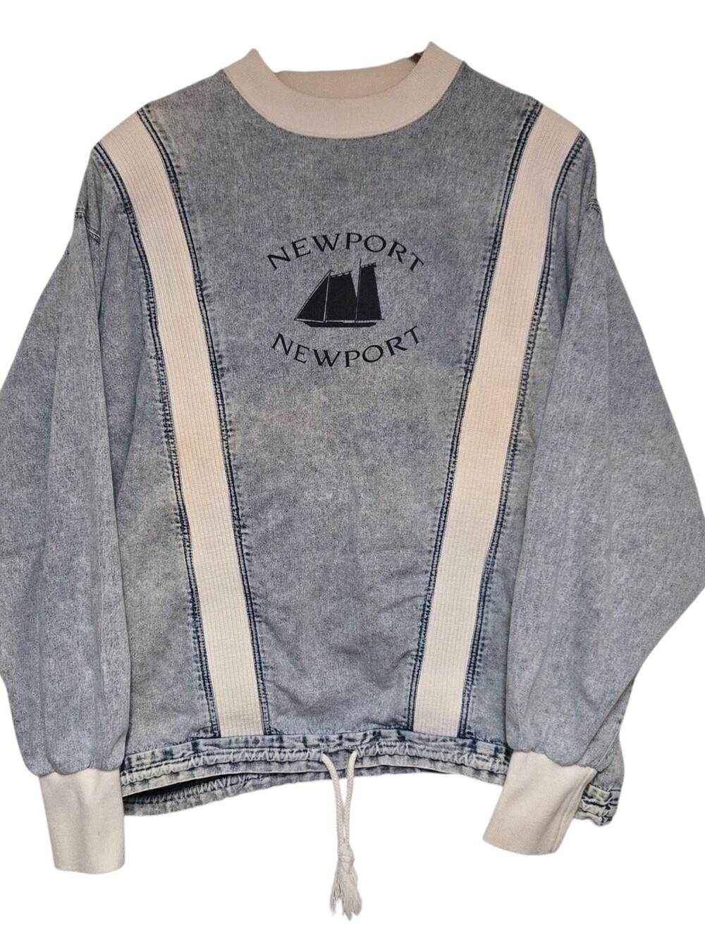 Vintage Newport Sailing Women's Sweatshirt Size XXL 1990s Denim Wash Style Rare